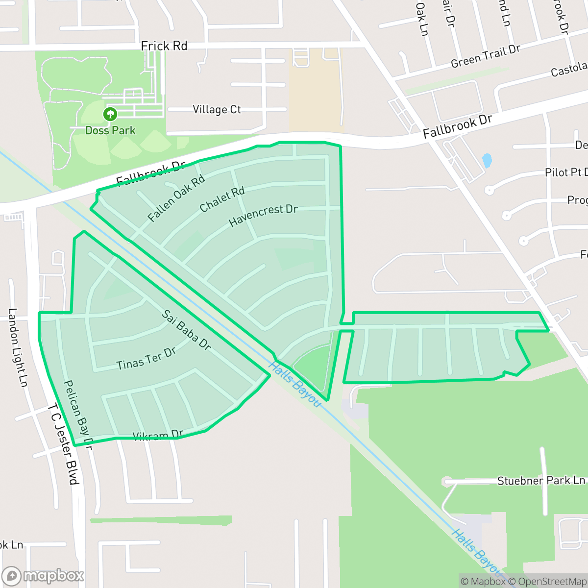 Map showing the location of Forestwood, Houston, TX