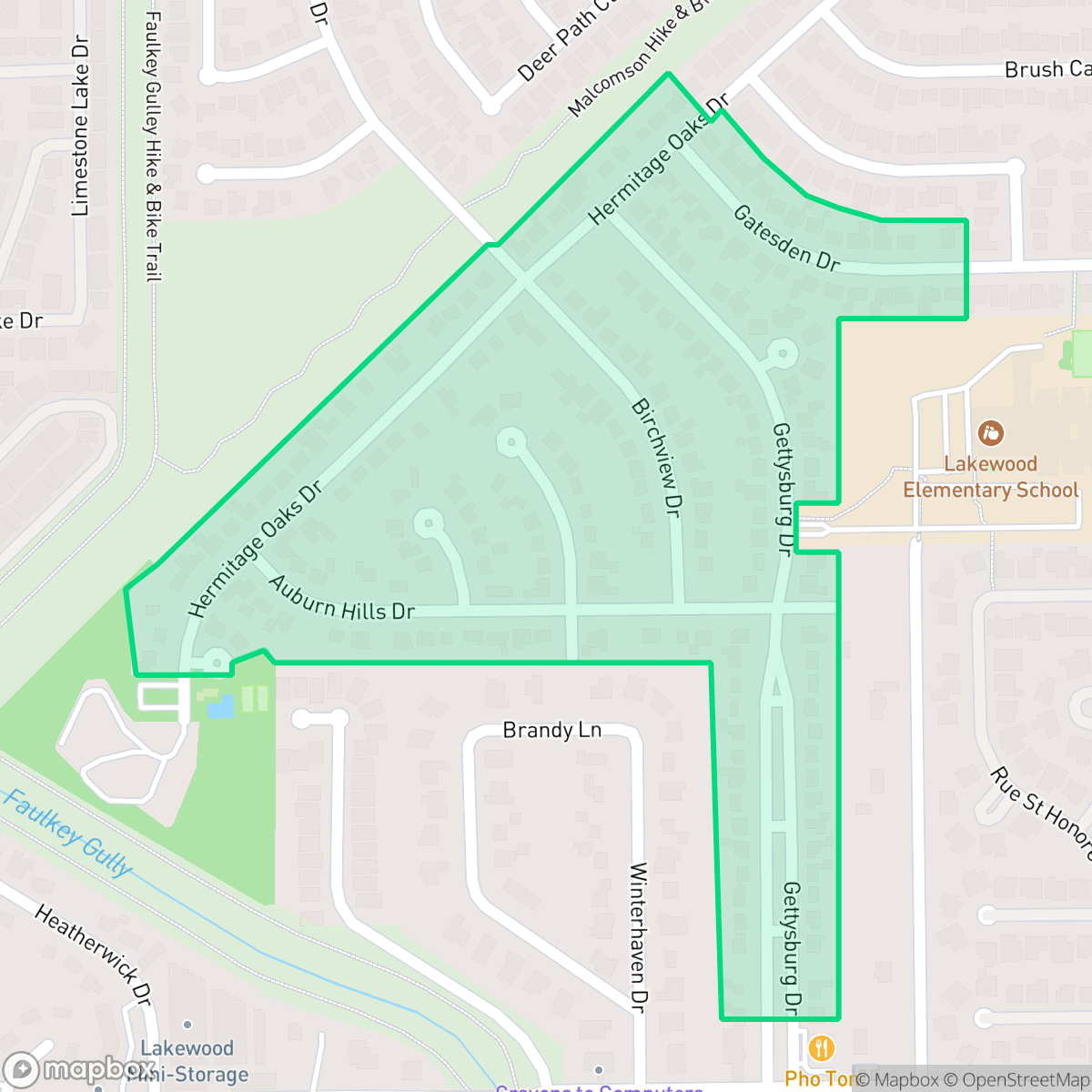 Map showing the location of Gettysburg, Houston, TX