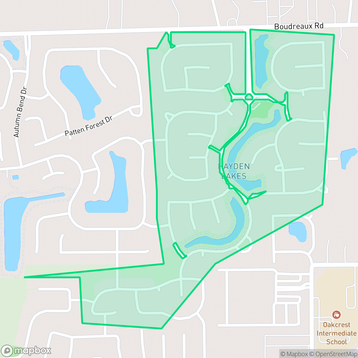 Map showing the location of Hayden Lakes, Houston, TX