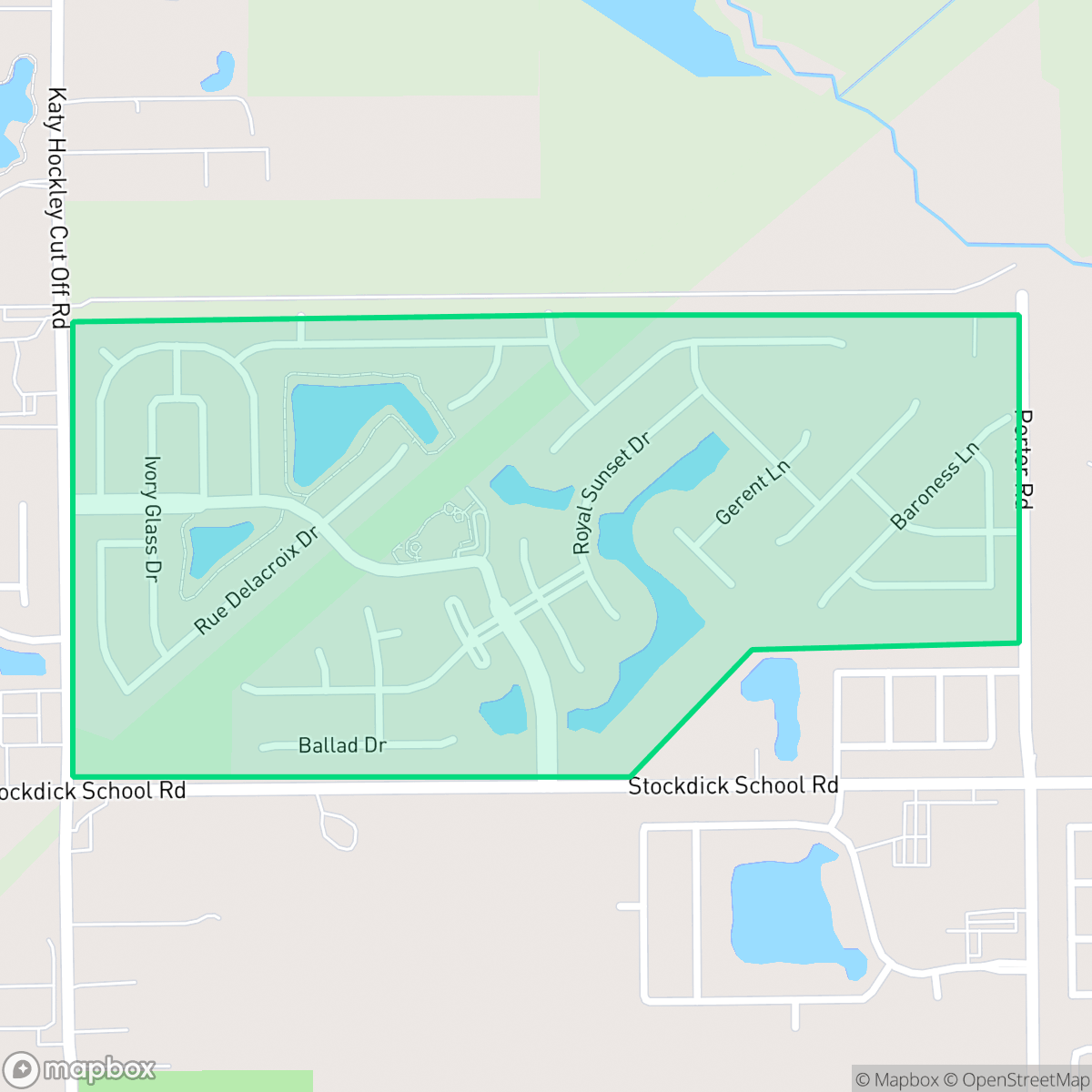 Map showing the location of King Crossing, Houston, TX