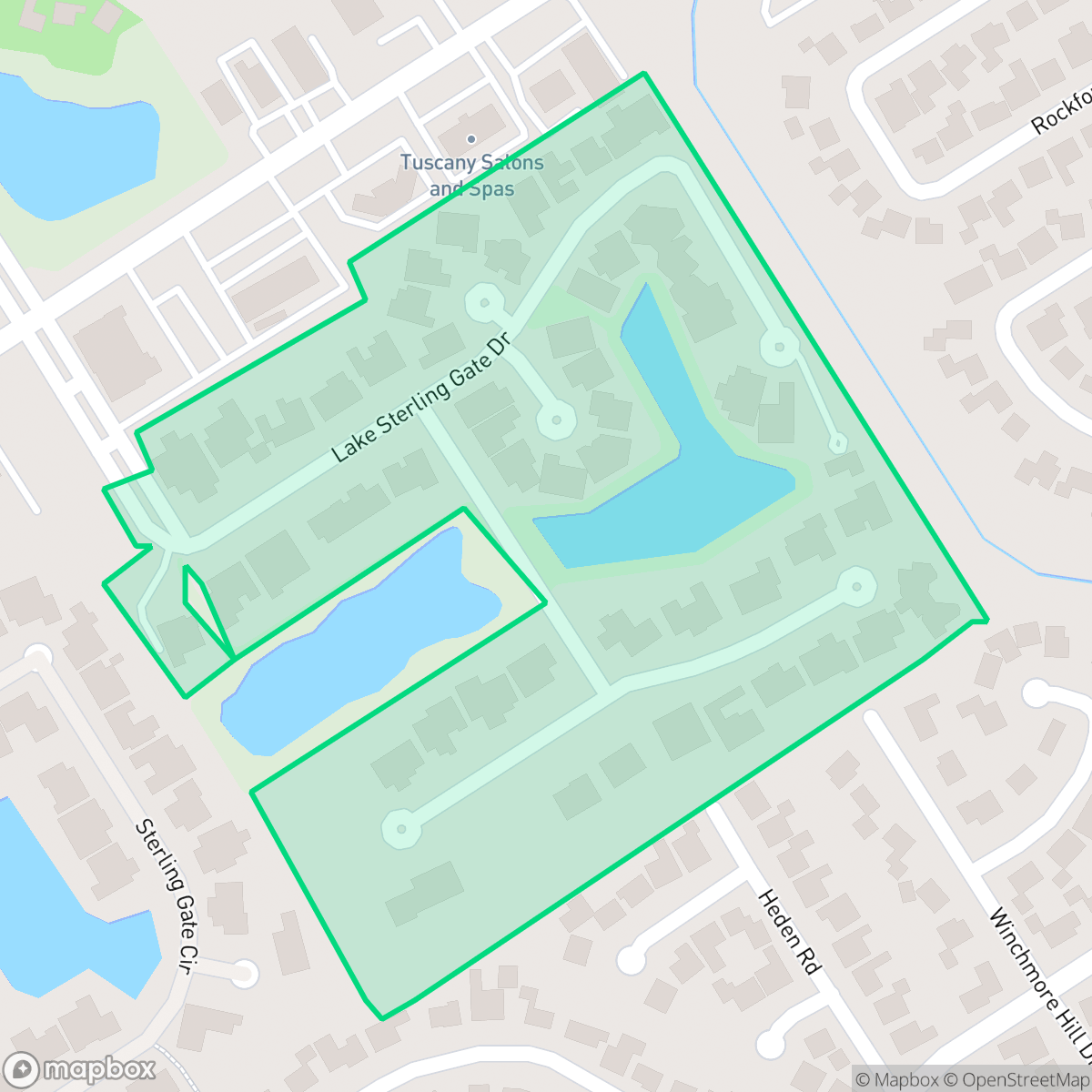 Map showing the location of Lakes of Sterling Gate, Houston, TX