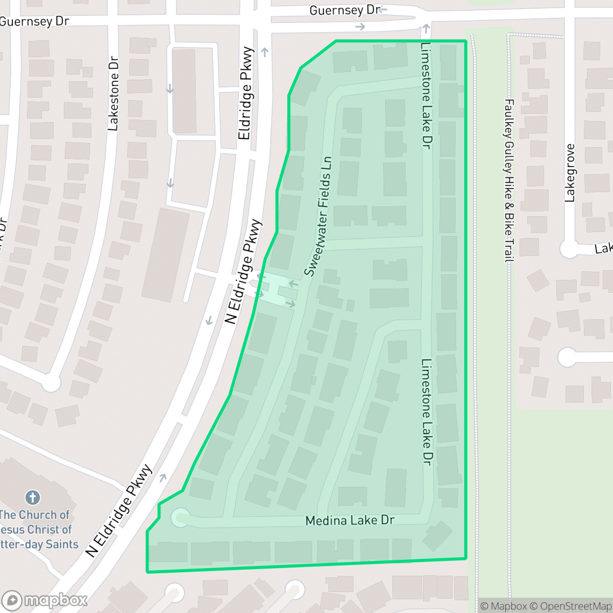 Map showing the location of Lakewood Place, Houston, TX