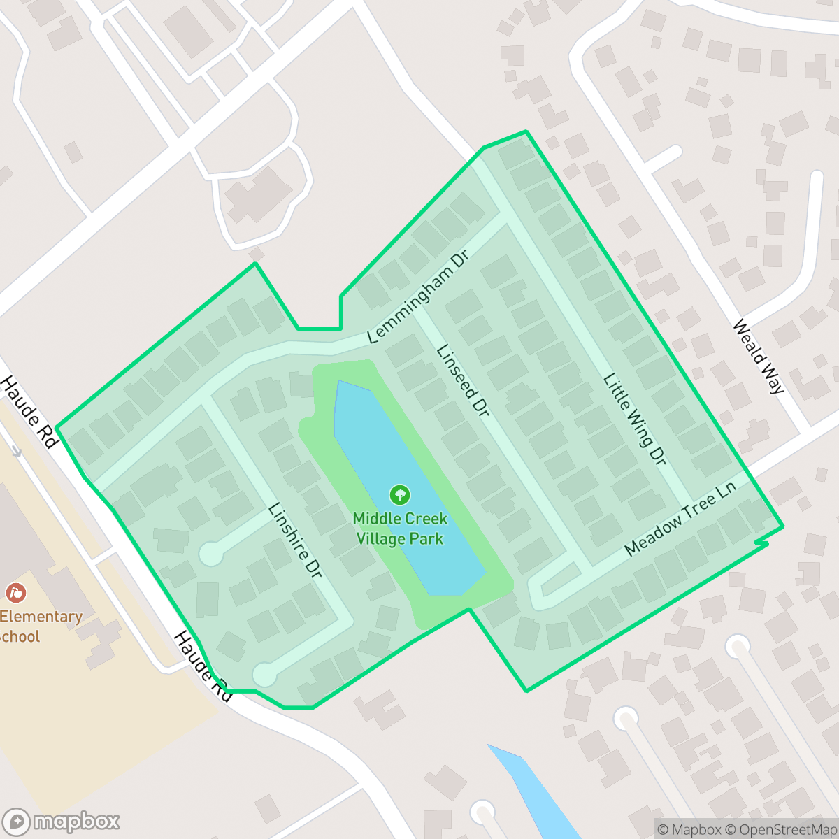 Map showing the location of Middlecreek Village, Houston, TX