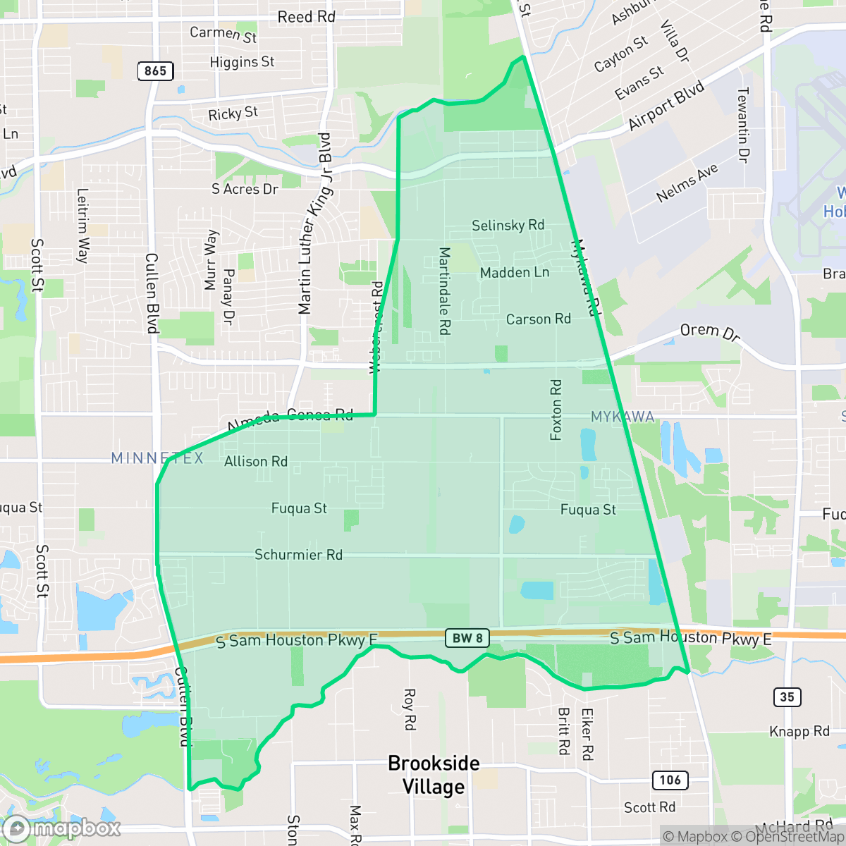 Map showing the location of Minnetex, Houston, TX