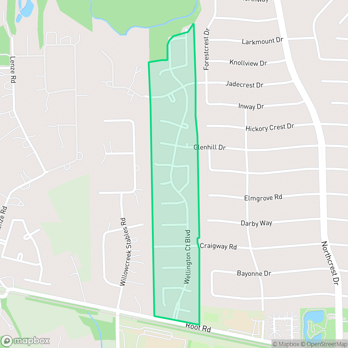Map showing the location of Northampton Forest, Houston, TX