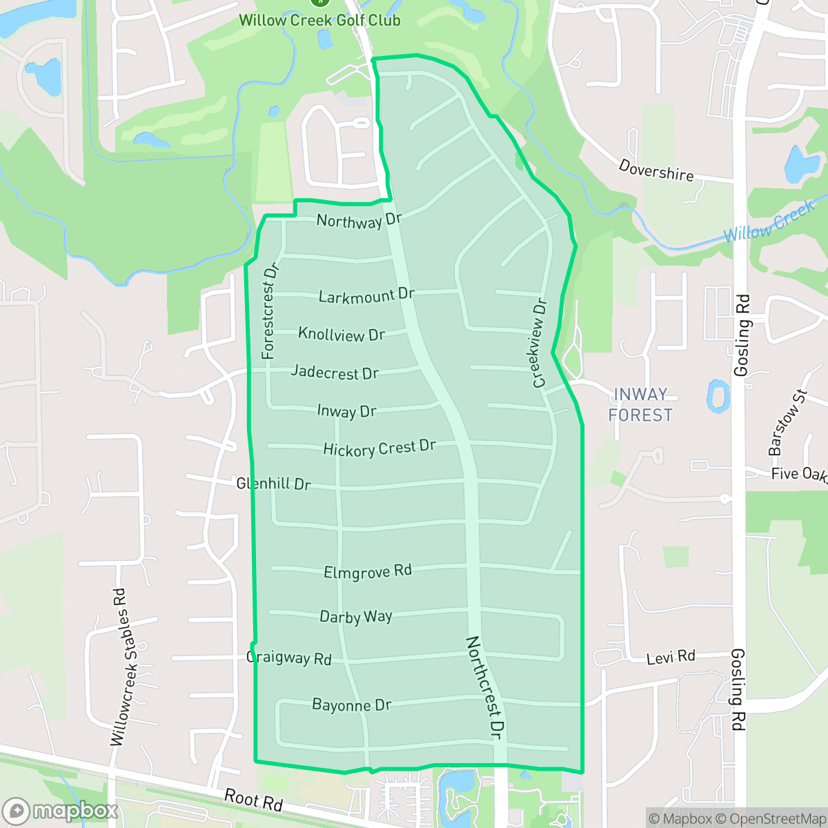 Map showing the location of Northampton, Houston, TX