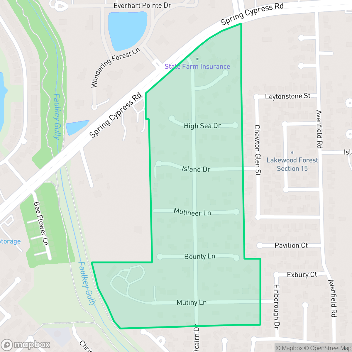Map showing the location of Pitcairn, Houston, TX