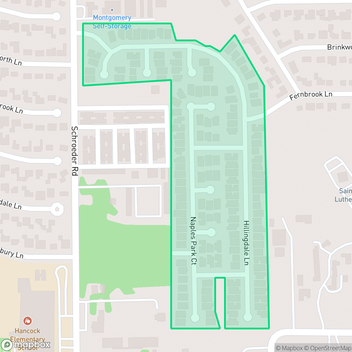 Map showing the location of Prestonwood Park, Houston, TX