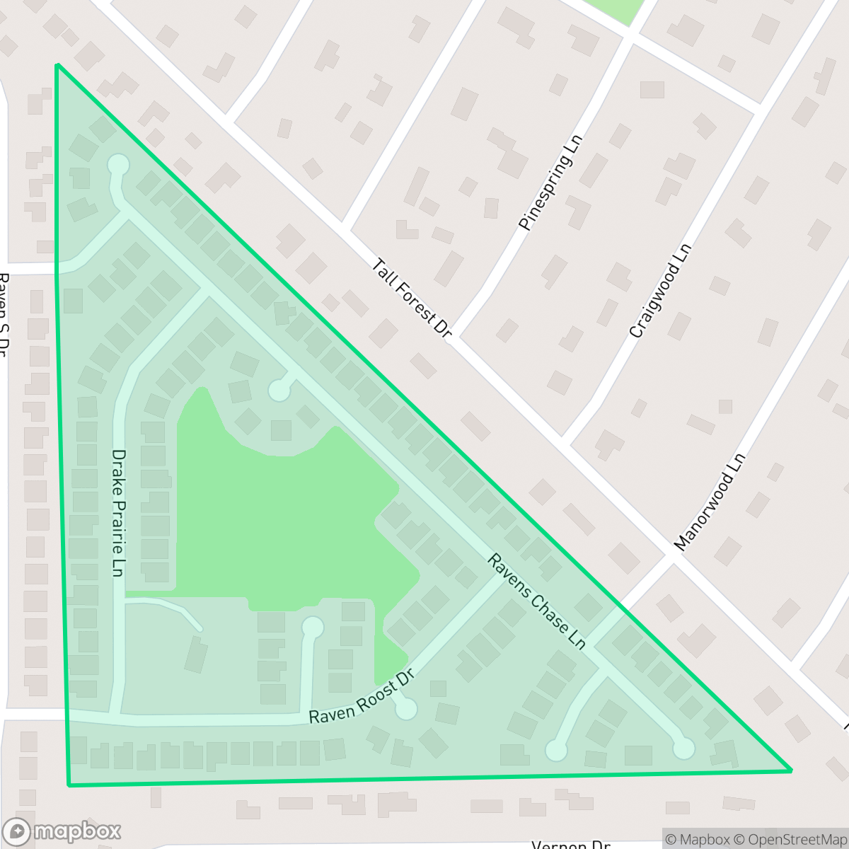 Map showing the location of Ravensway Lake, Houston, TX