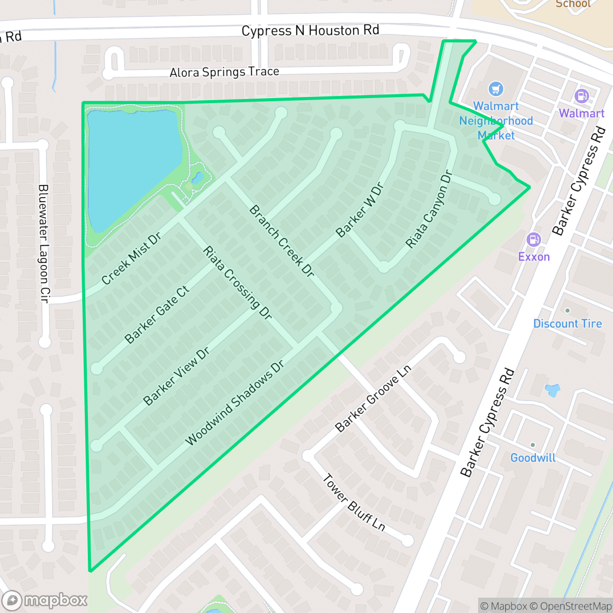 Map showing the location of Riata West, Houston, TX