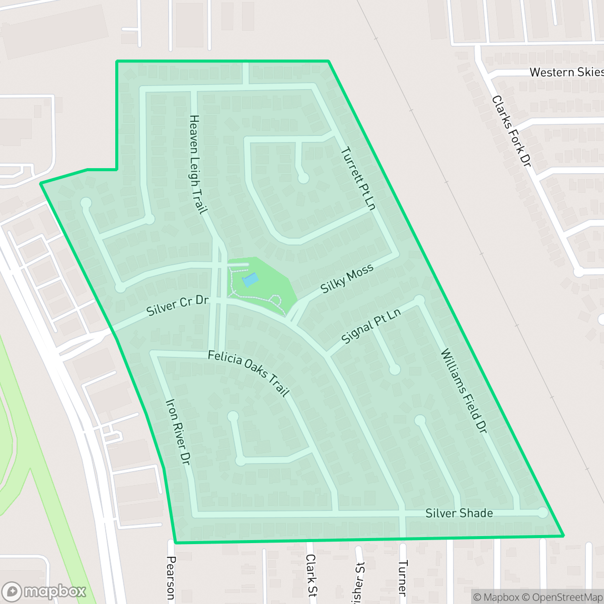Map showing the location of Silver Oak Trails, Houston, TX