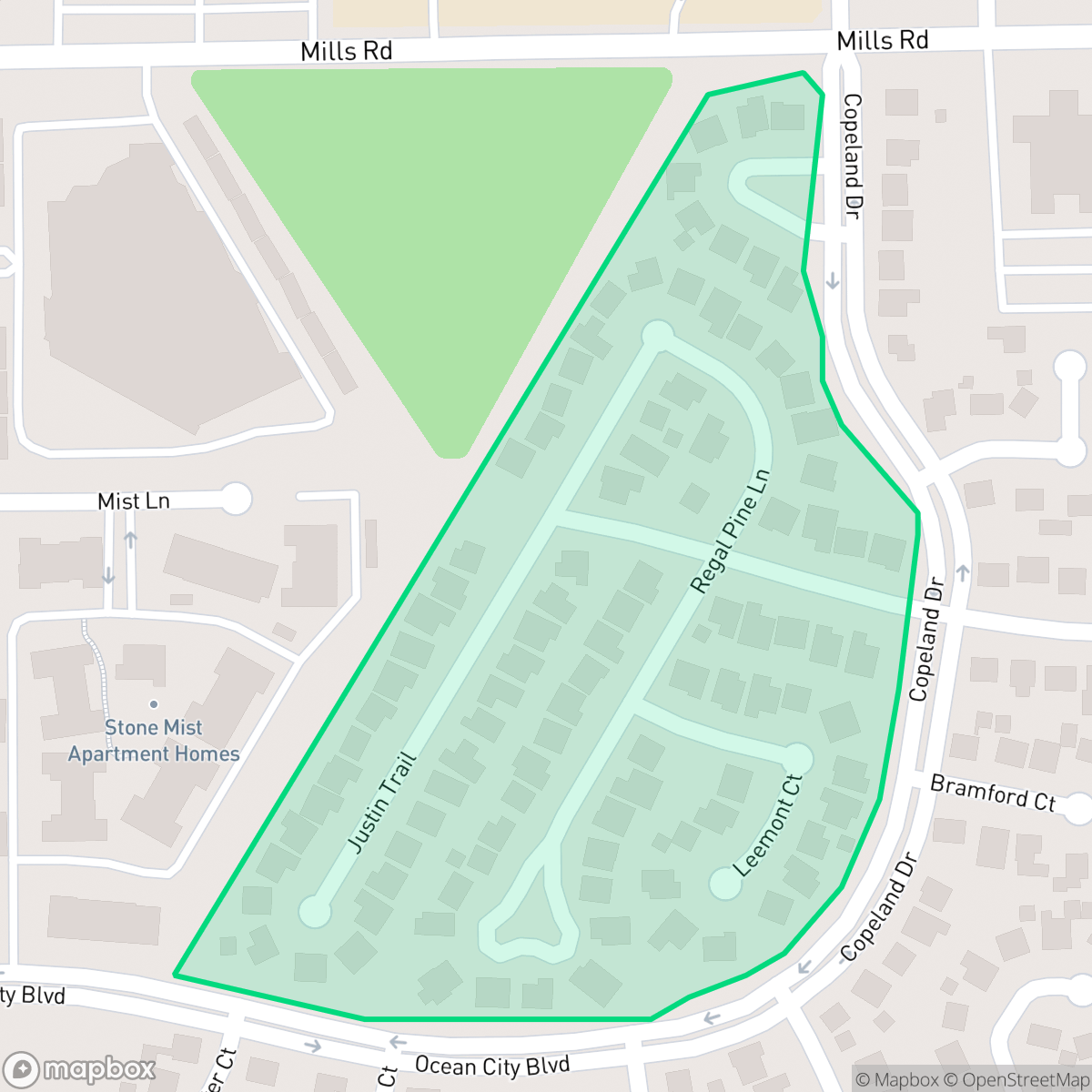Map showing the location of Silver Pines, Houston, TX
