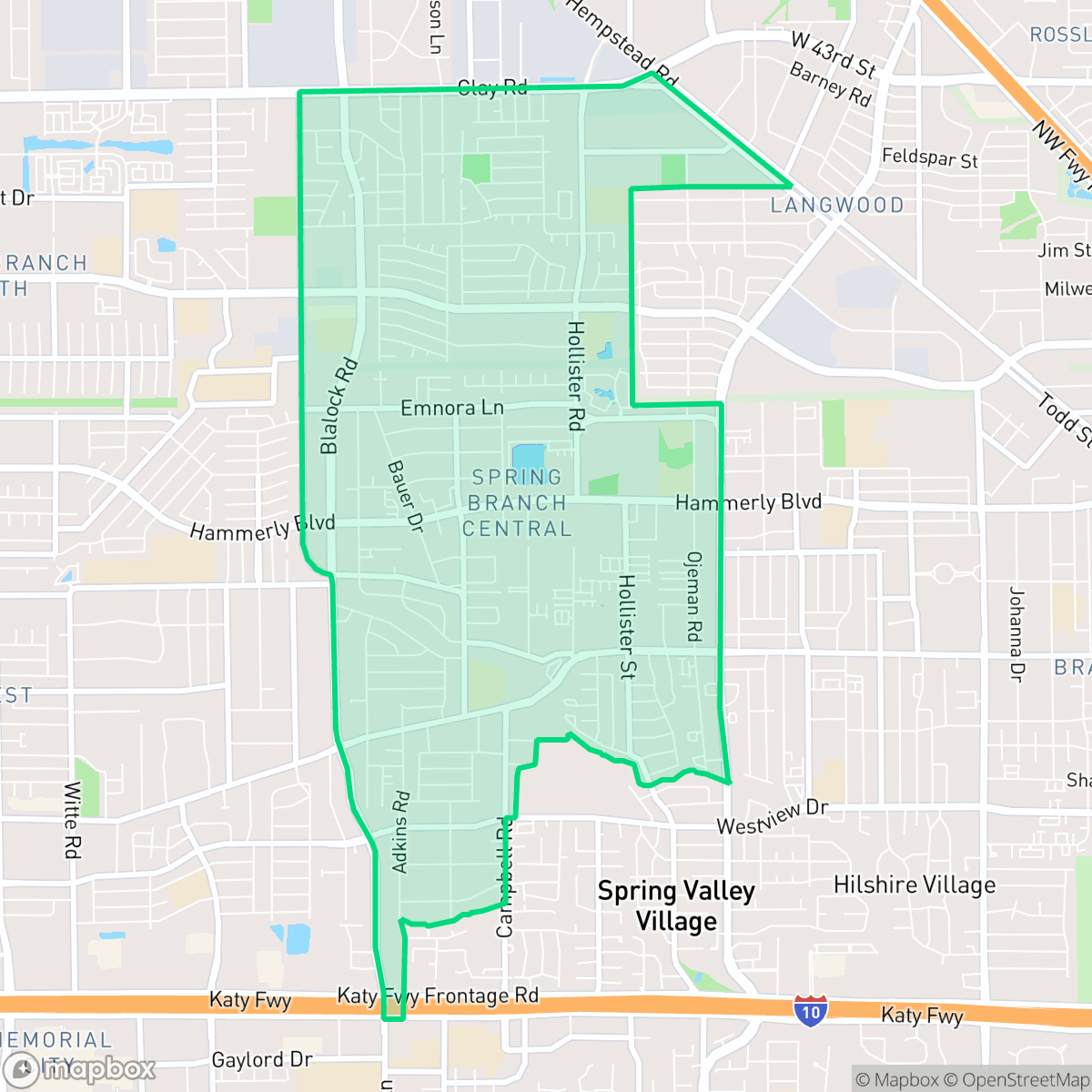 Map showing the location of Spring Branch Central, Houston, TX