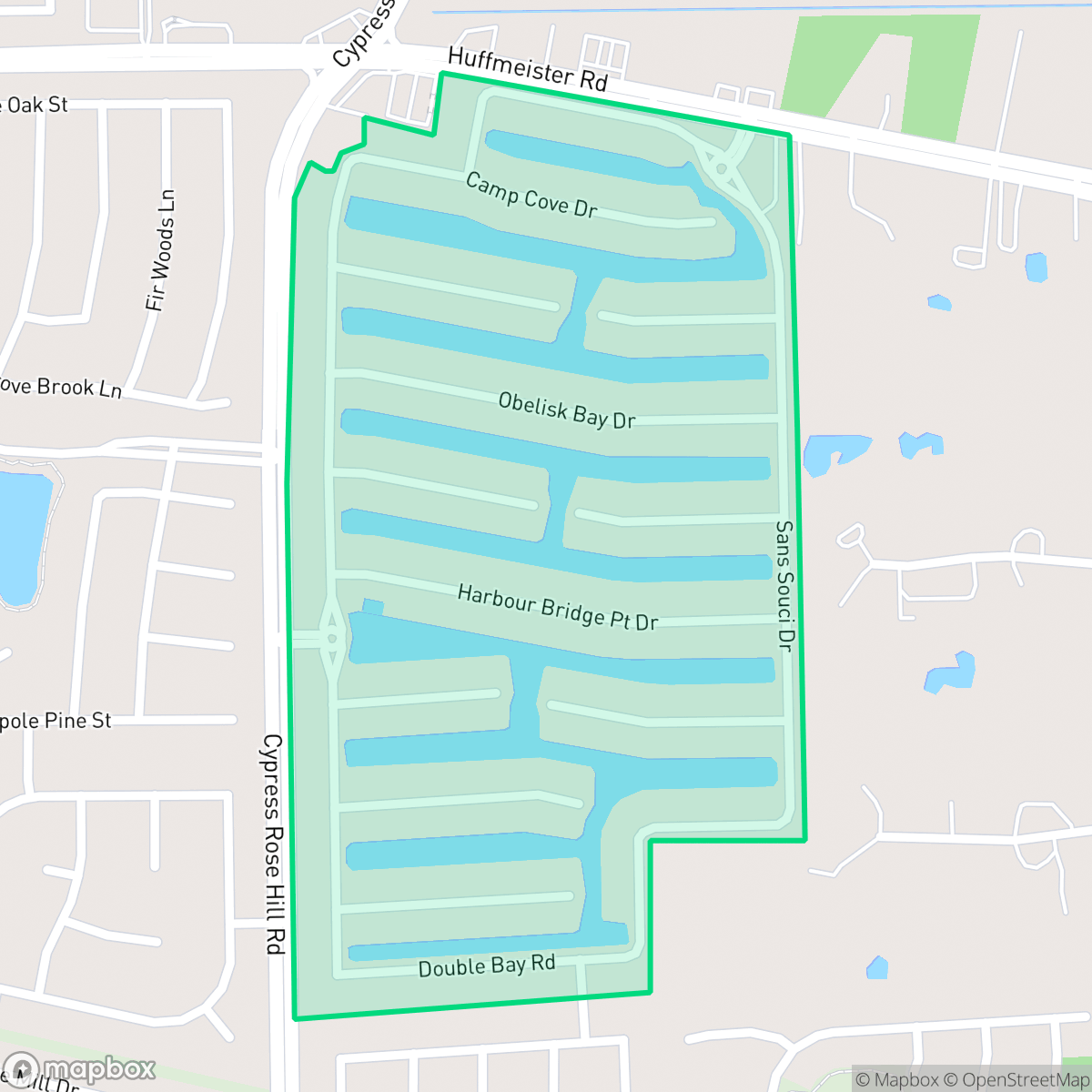 Map showing the location of Sydney Harbour, Houston, TX