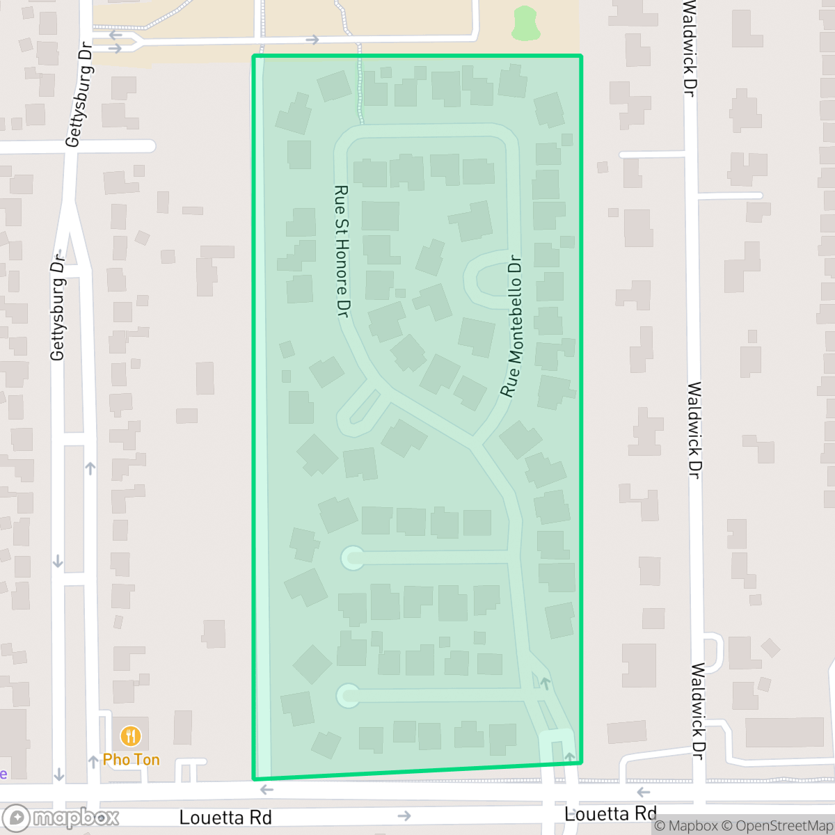 Map showing the location of Villaggio, Houston, TX