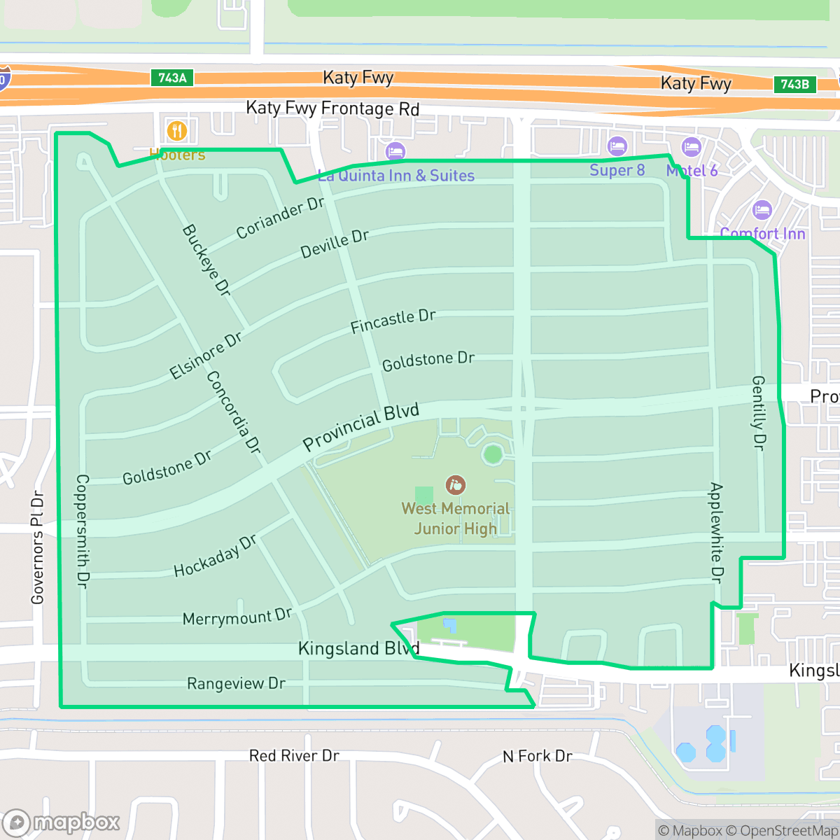 Map showing the location of West Memorial, Houston, TX
