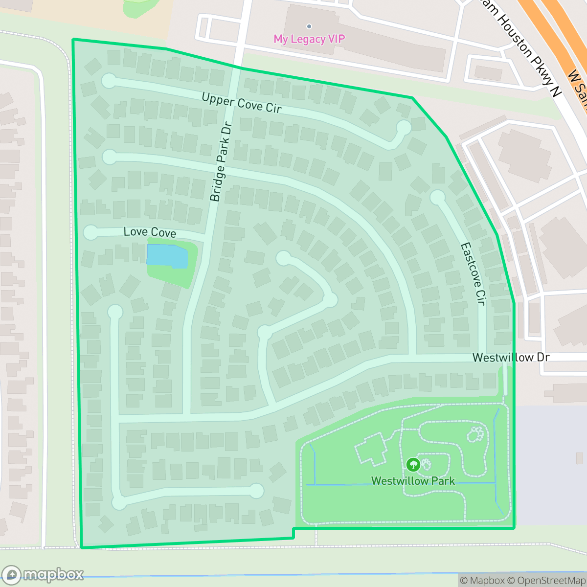 Map showing the location of Westbridge, Houston, TX