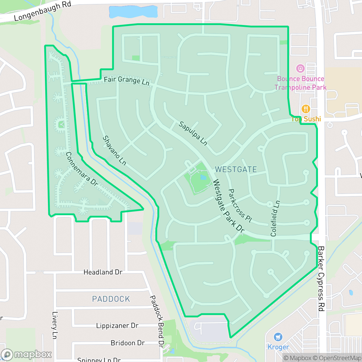 Map showing the location of Westgate, Houston, TX