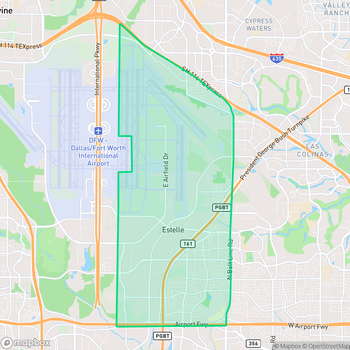 Map showing the location of Northwest, Irving, TX