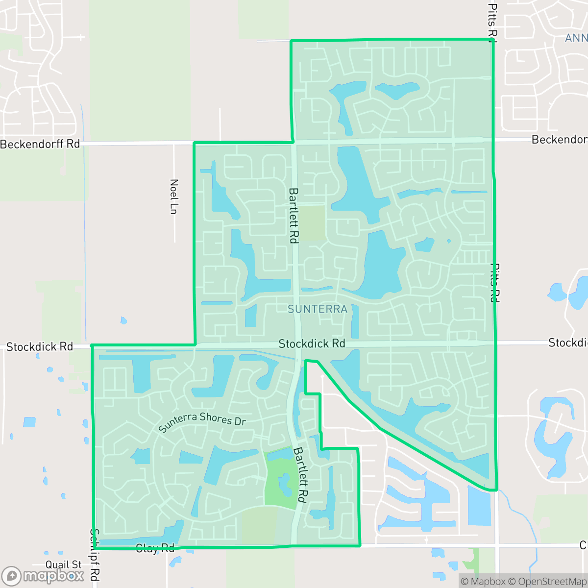 Map showing the location of Sunterra, Katy, TX