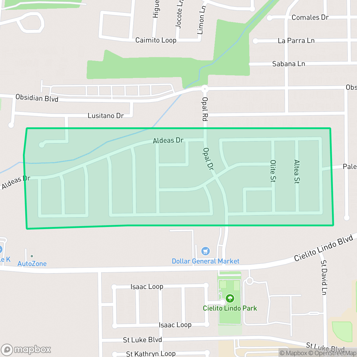 Map showing the location of Las Aldeas, Laredo, TX