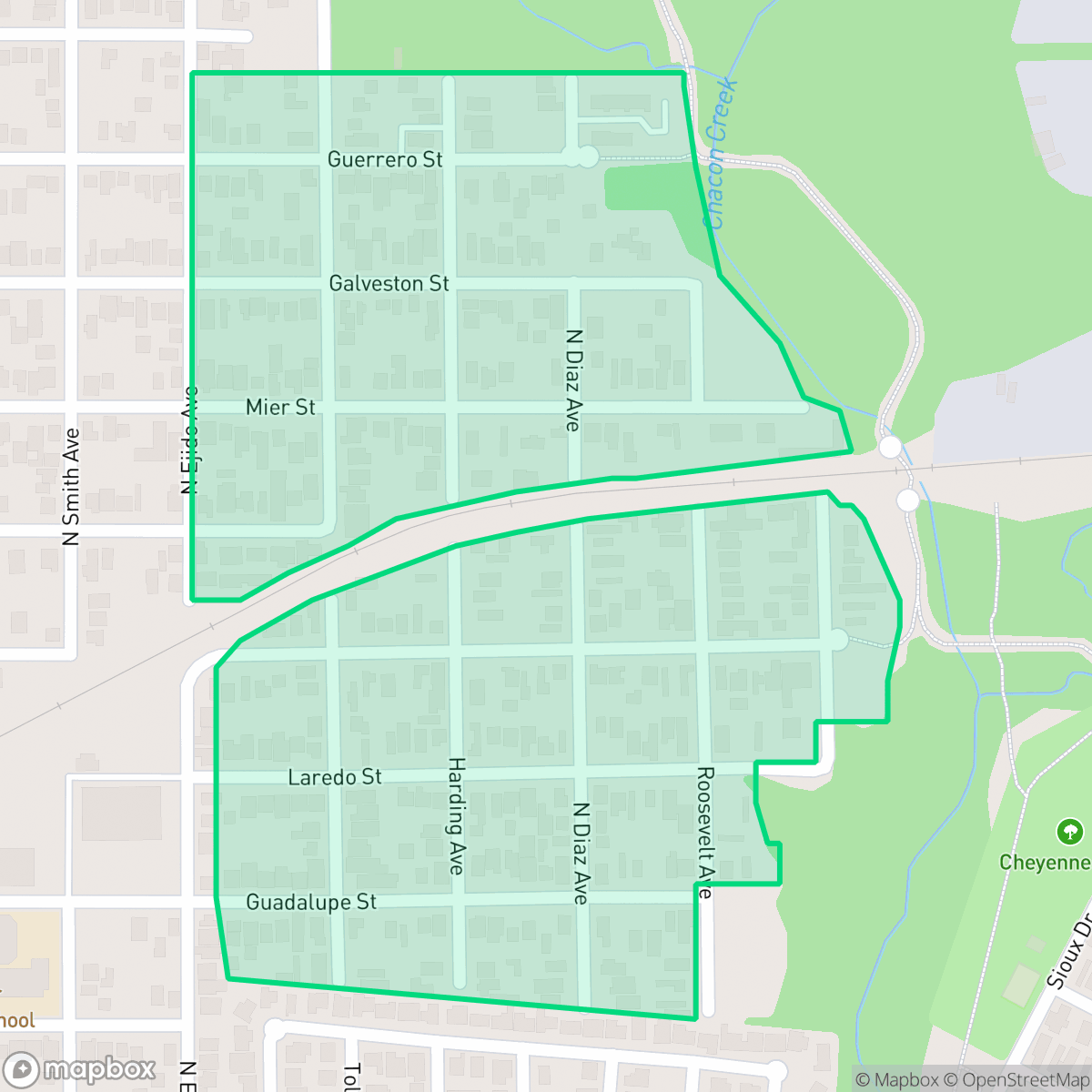 Map showing the location of Moreno Addition Subdivision, Laredo, TX