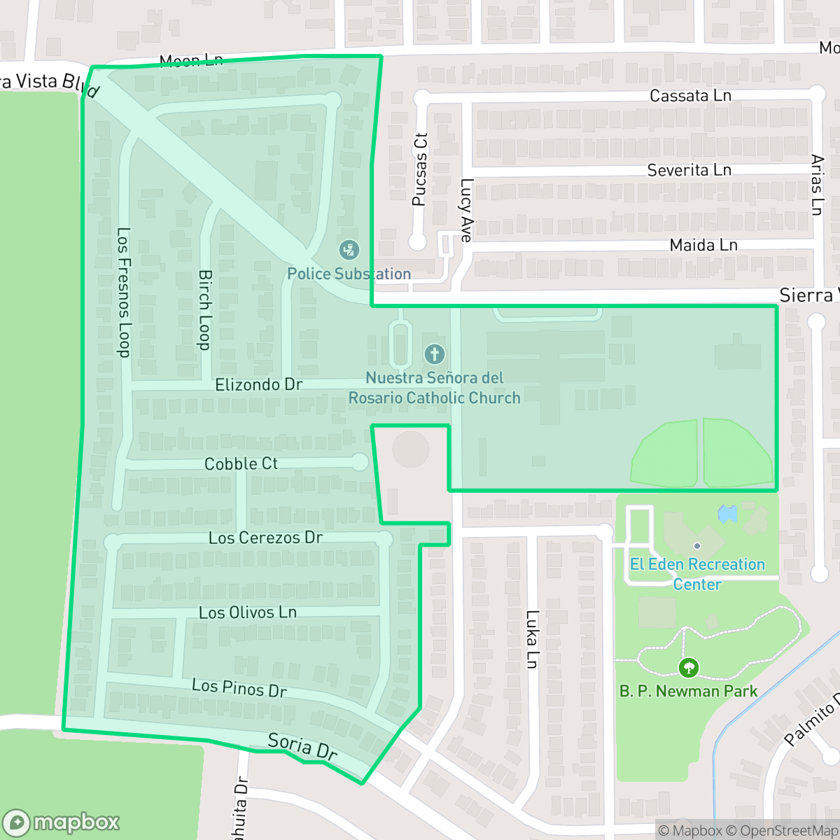 Map showing the location of Sierra Vista, Laredo, TX