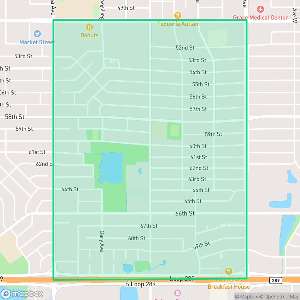 Map showing the location of Caprock, Lubbock, TX