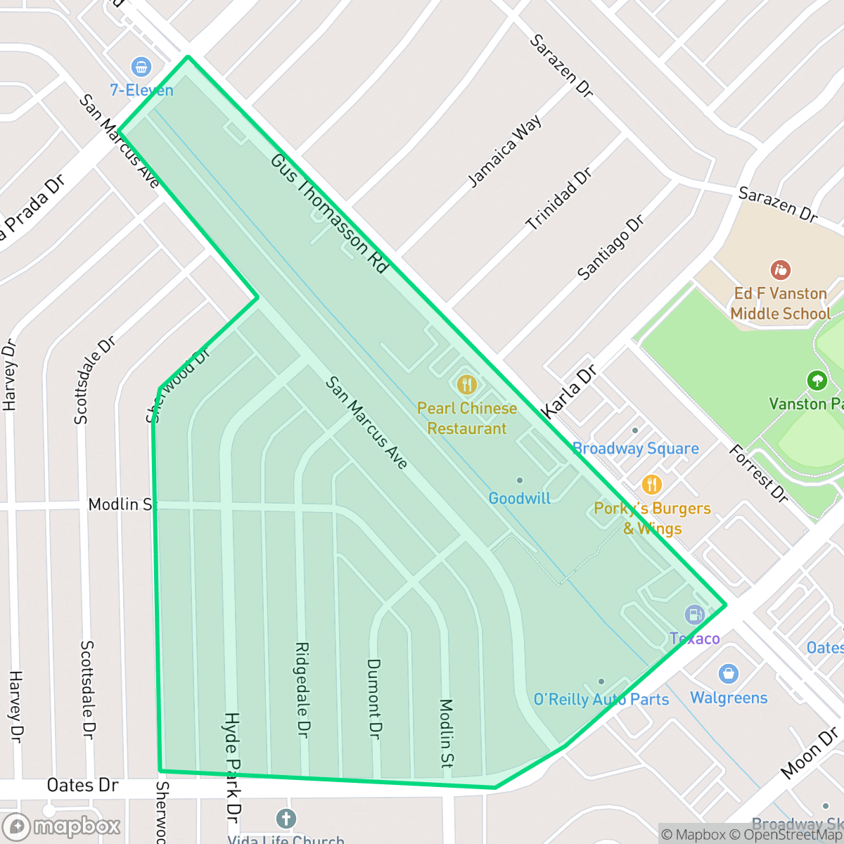 Map showing the location of Casa View Heights, Mesquite, TX