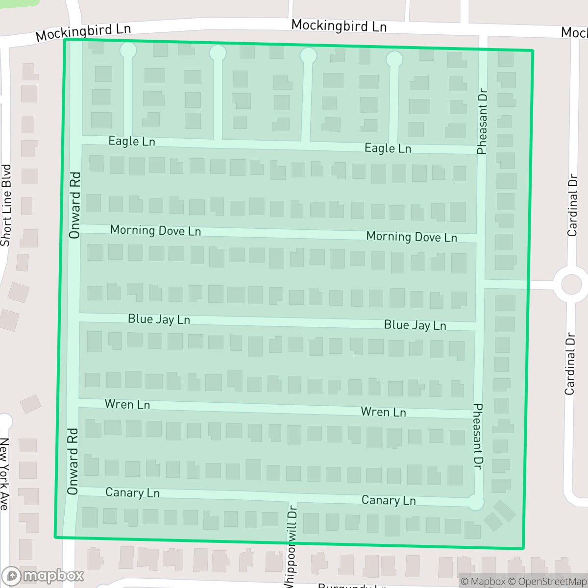 Map showing the location of Mockingbird Estates, Midlothian, TX