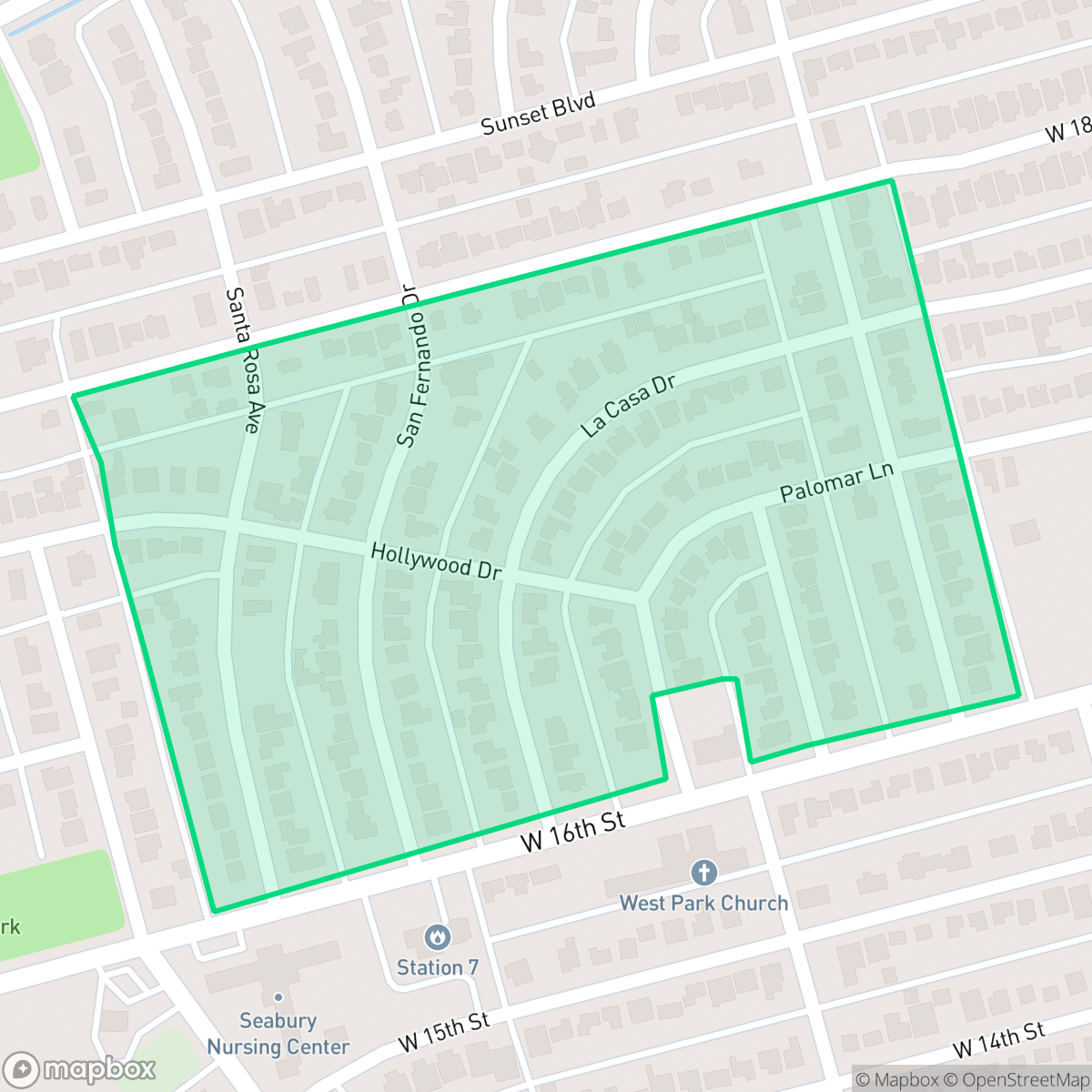 Map showing the location of Hollywood Manor, Odessa, TX