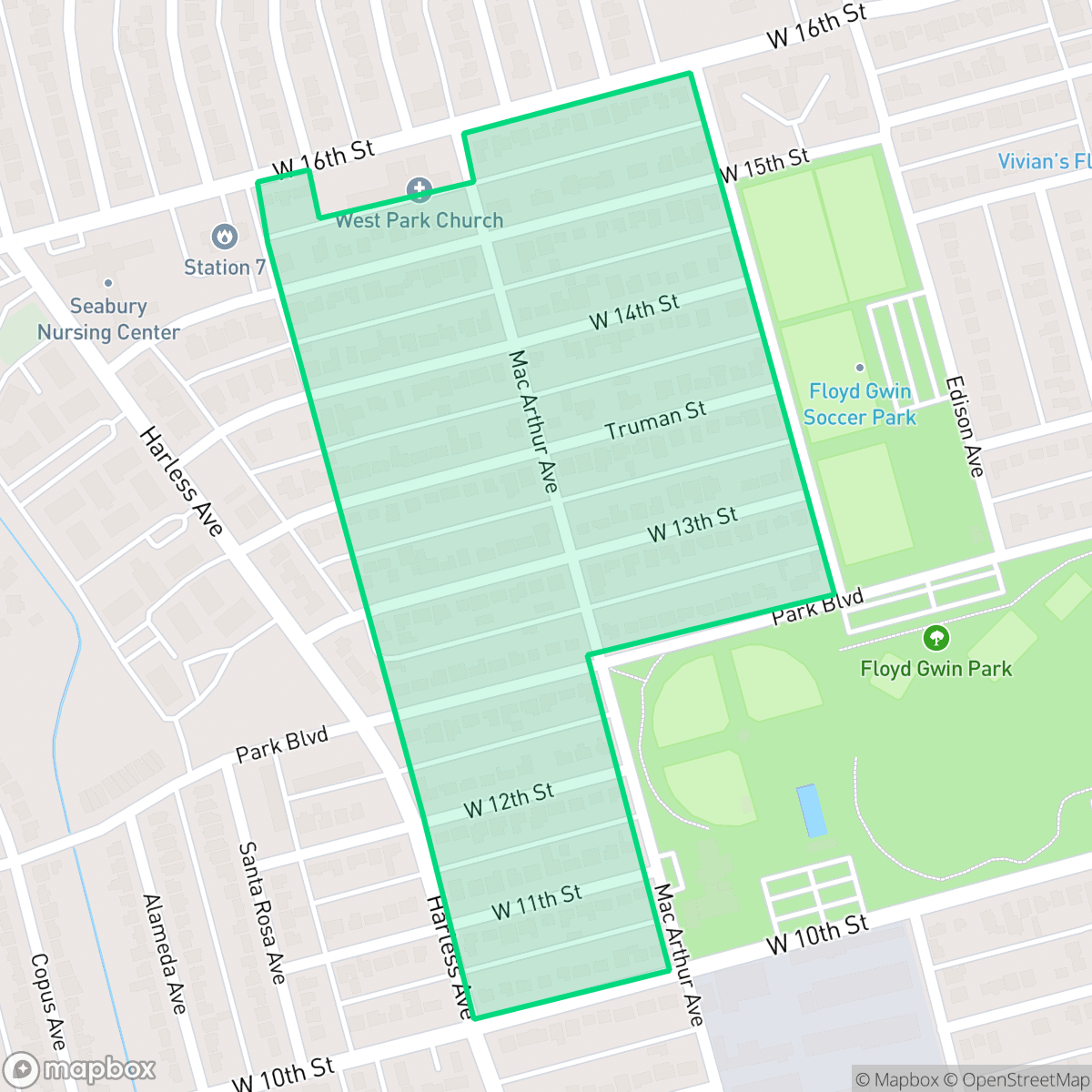 Map showing the location of Park Place Annex, Odessa, TX