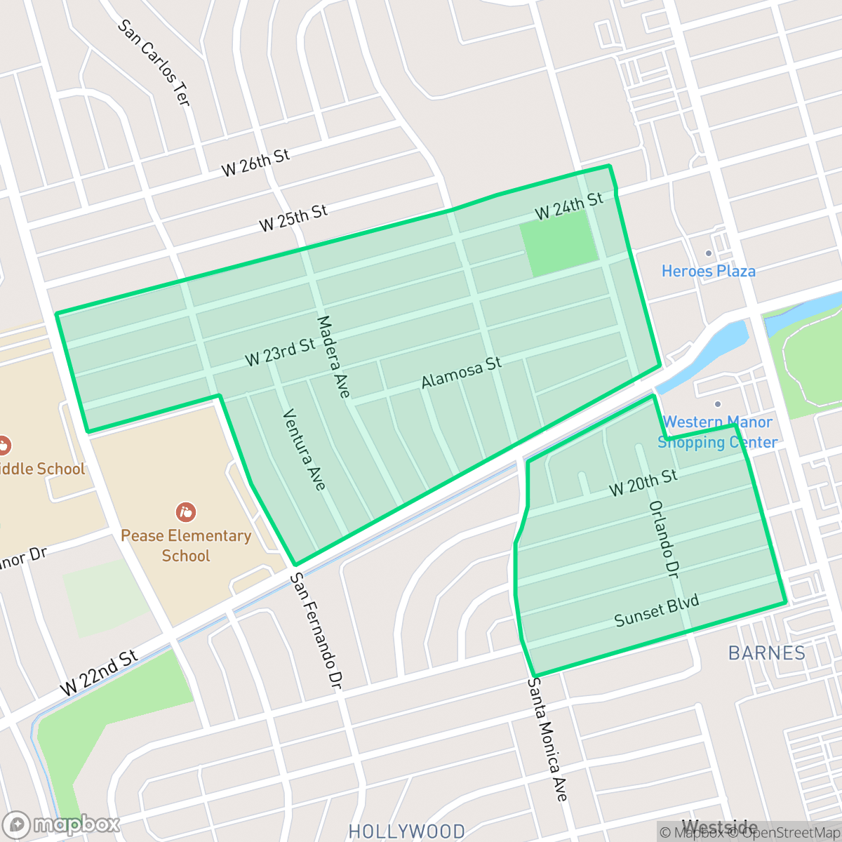 Map showing the location of Western Manor, Odessa, TX