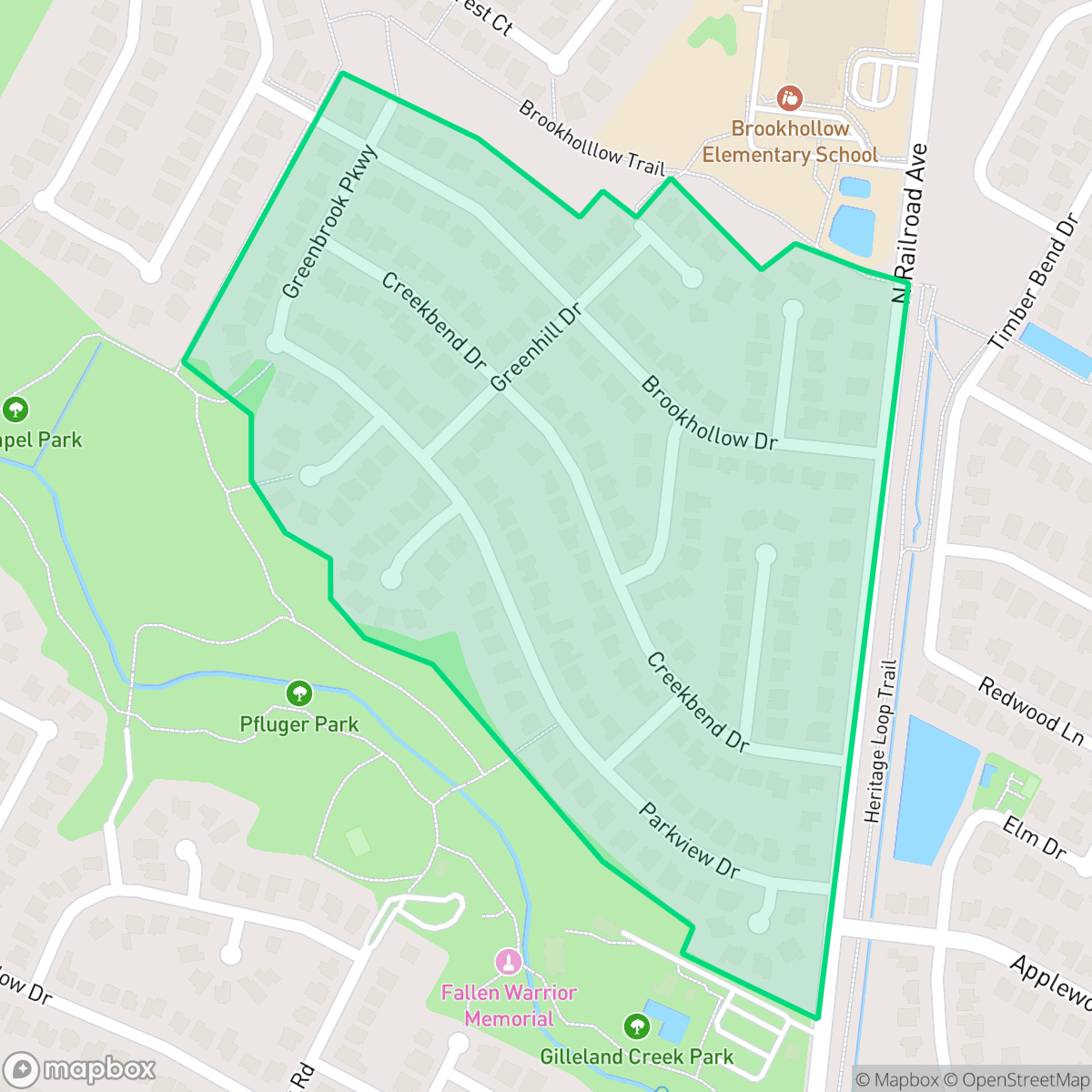 Map showing the location of Brookhollow, Pflugerville, TX