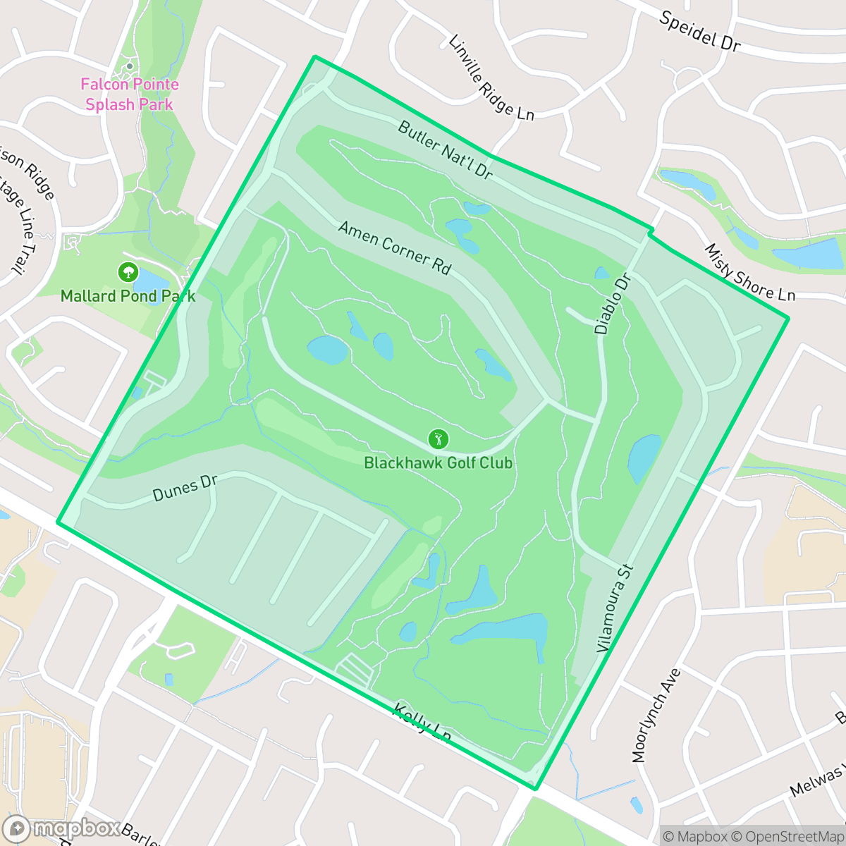 Map showing the location of Fairways of Blackhawk, Pflugerville, TX