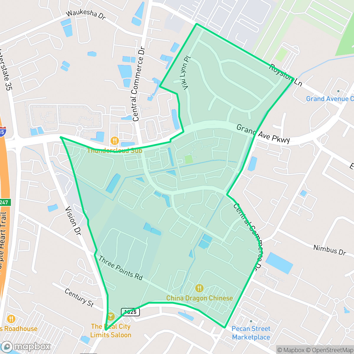 Map showing the location of North Park, Pflugerville, TX