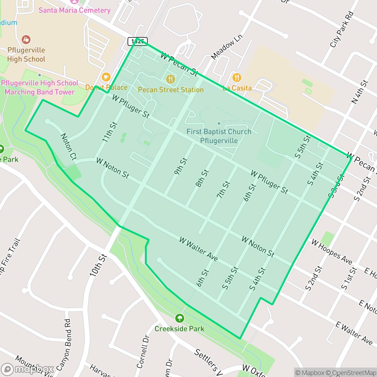 Map showing the location of Pflugerville West, Pflugerville, TX
