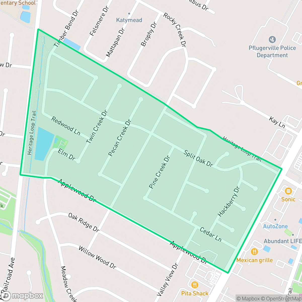 Map showing the location of Saxony, Pflugerville, TX