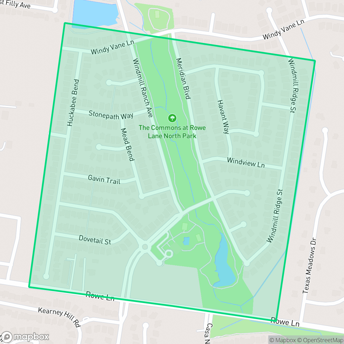 Map showing the location of The Commons at Rowe Lane, Pflugerville, TX