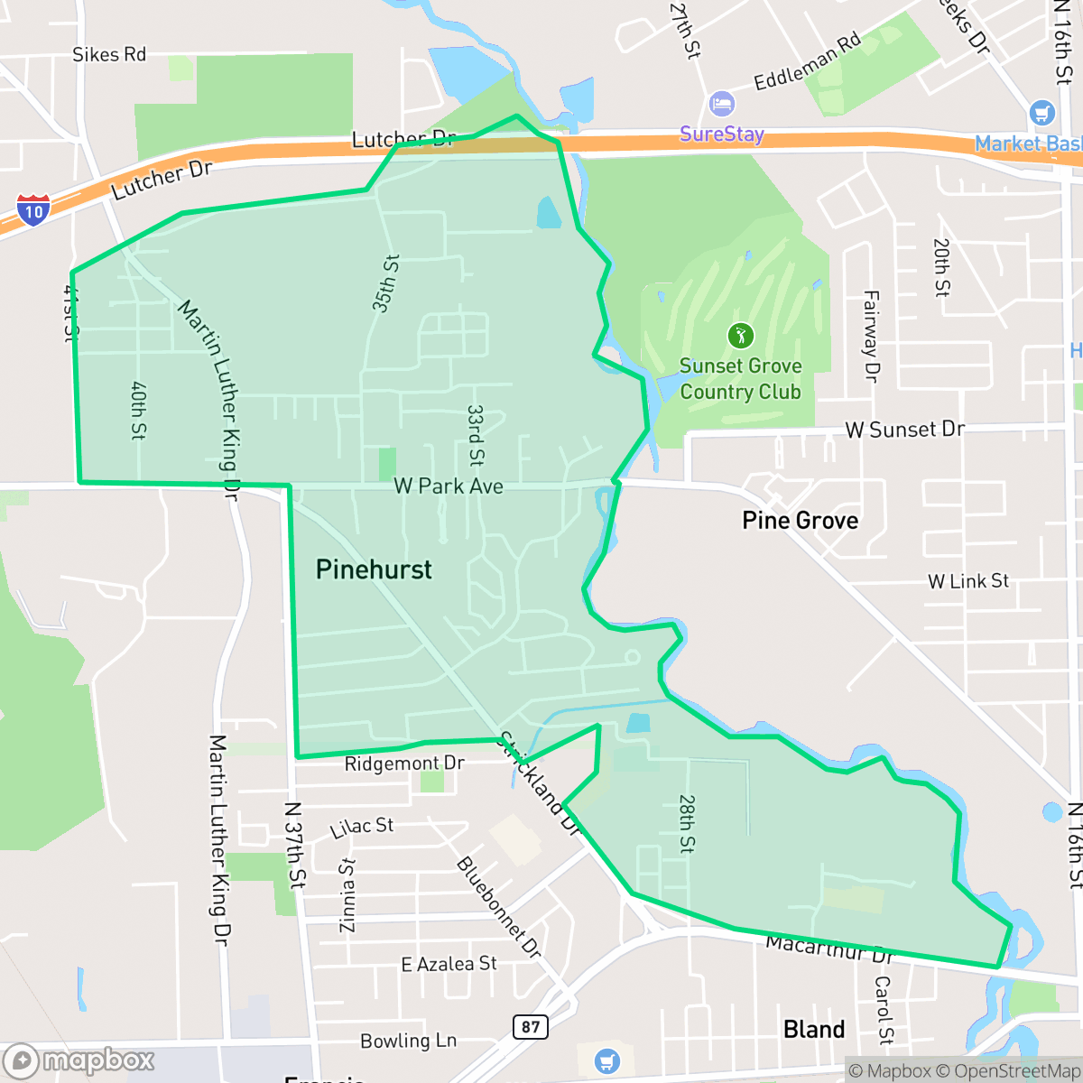 Map showing the location of Pinehurst, TX — coverage area