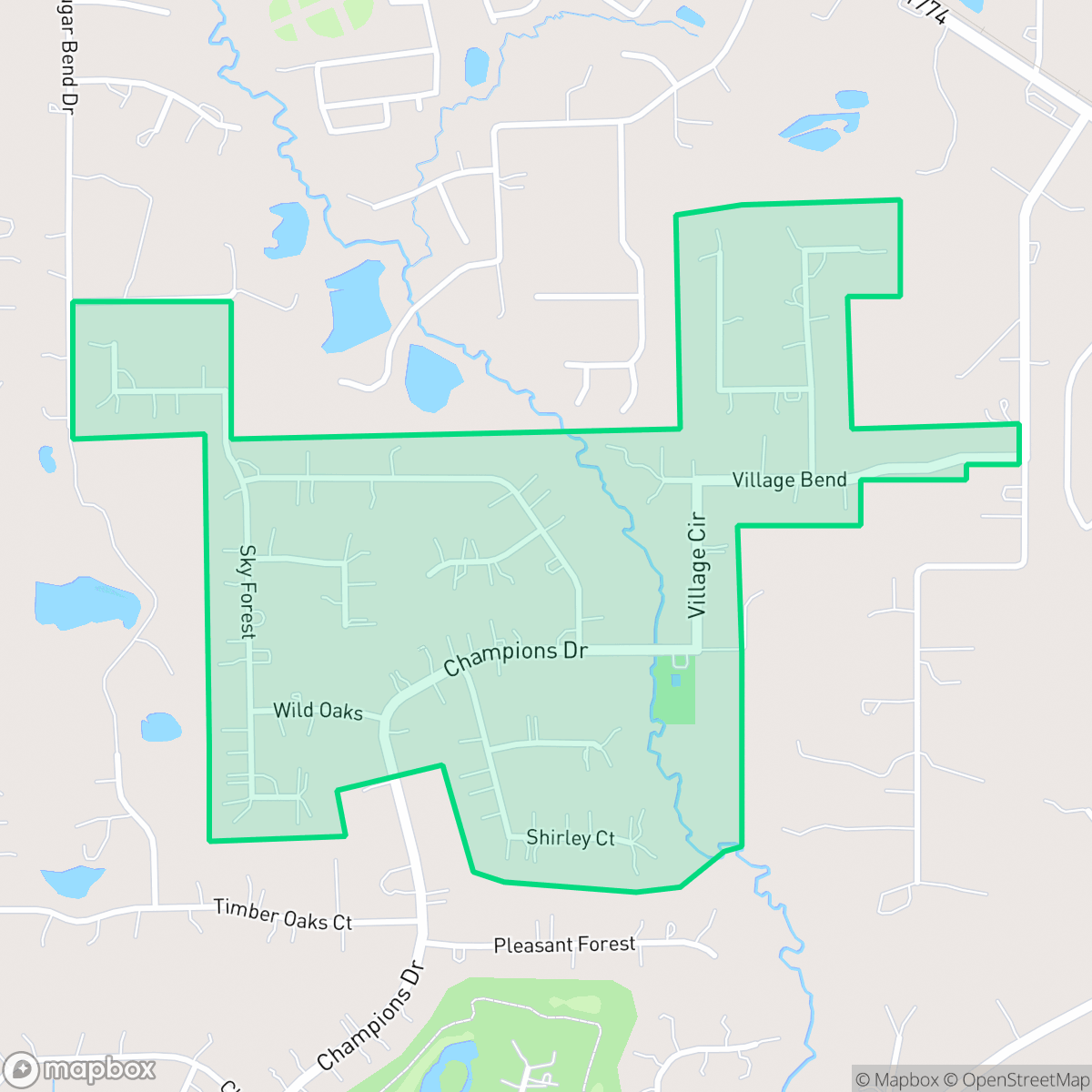Map showing the location of The Village at High Meadow, Pinehurst, TX