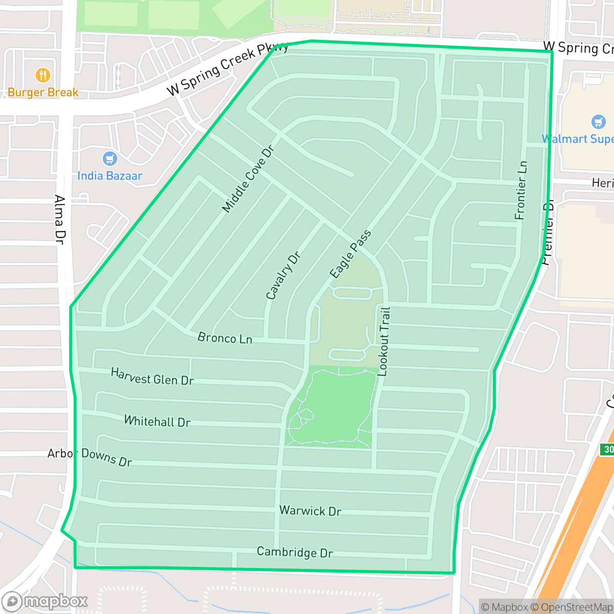 Map showing the location of Clearview, Plano, TX