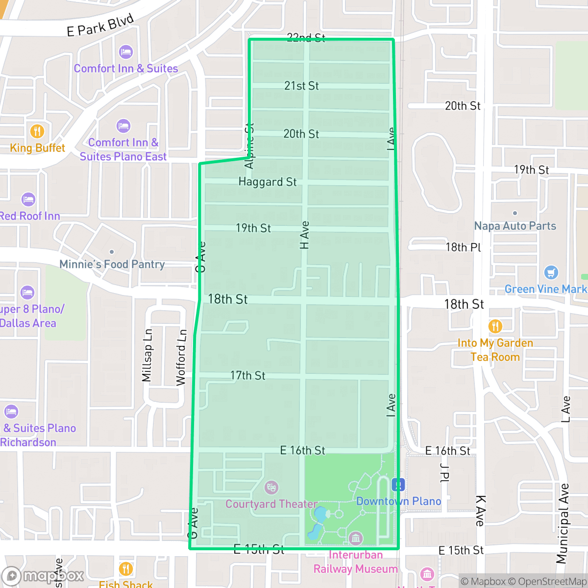 Map showing the location of Haggard, Plano, TX