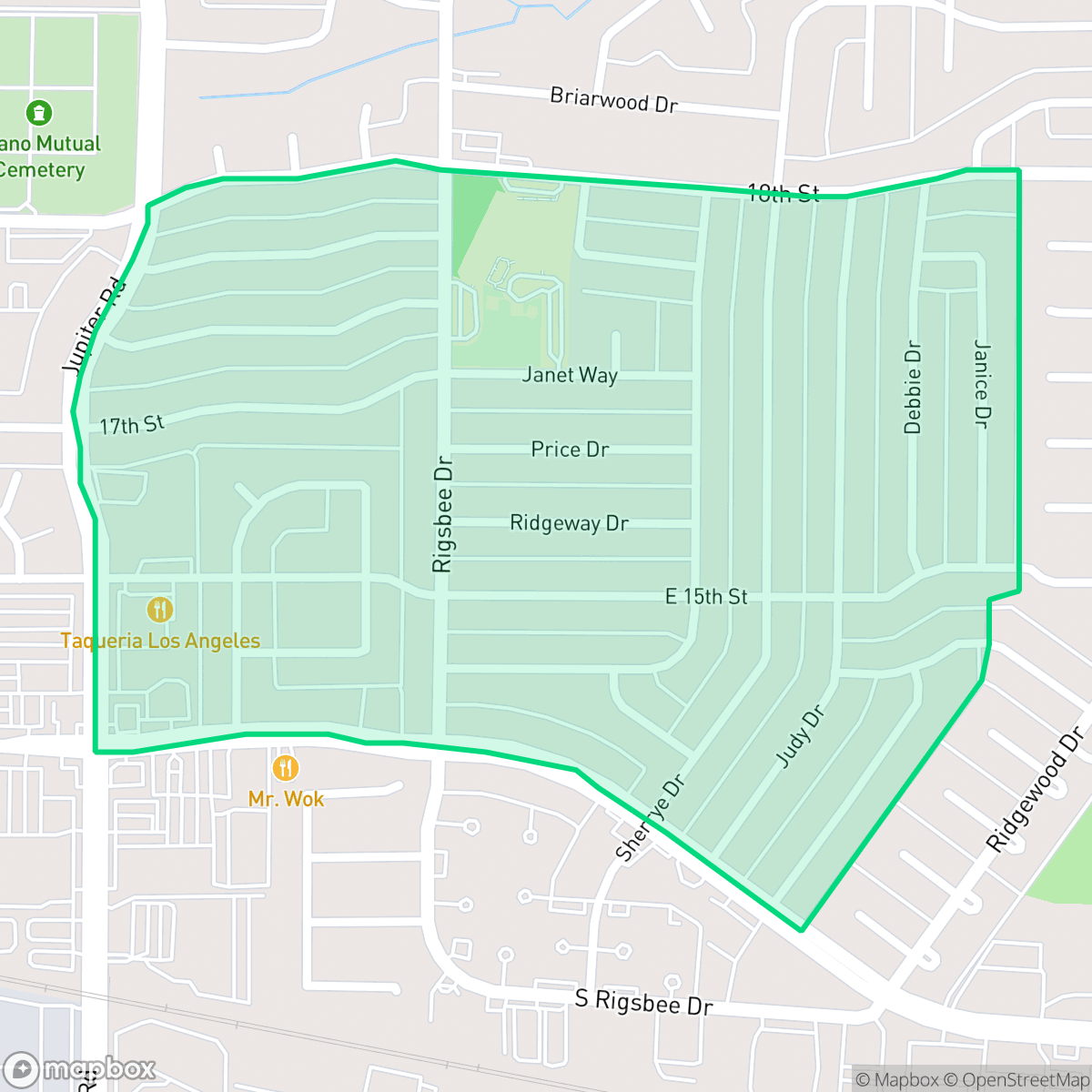 Map showing the location of Meadows, Plano, TX