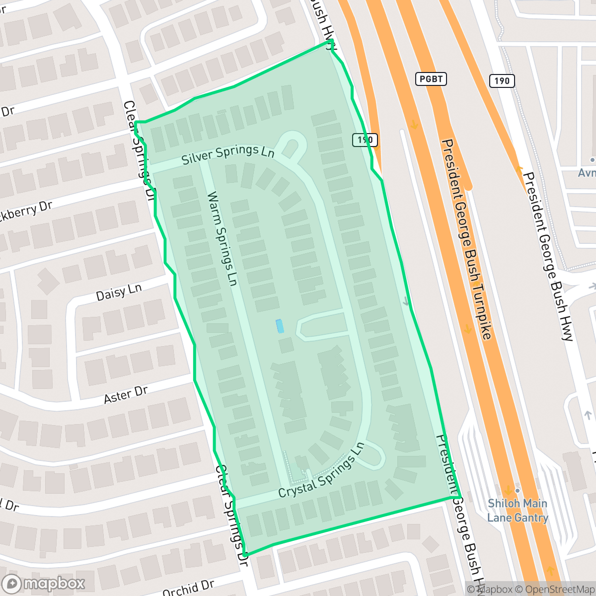 Map showing the location of Clear Springs Place, Richardson, TX