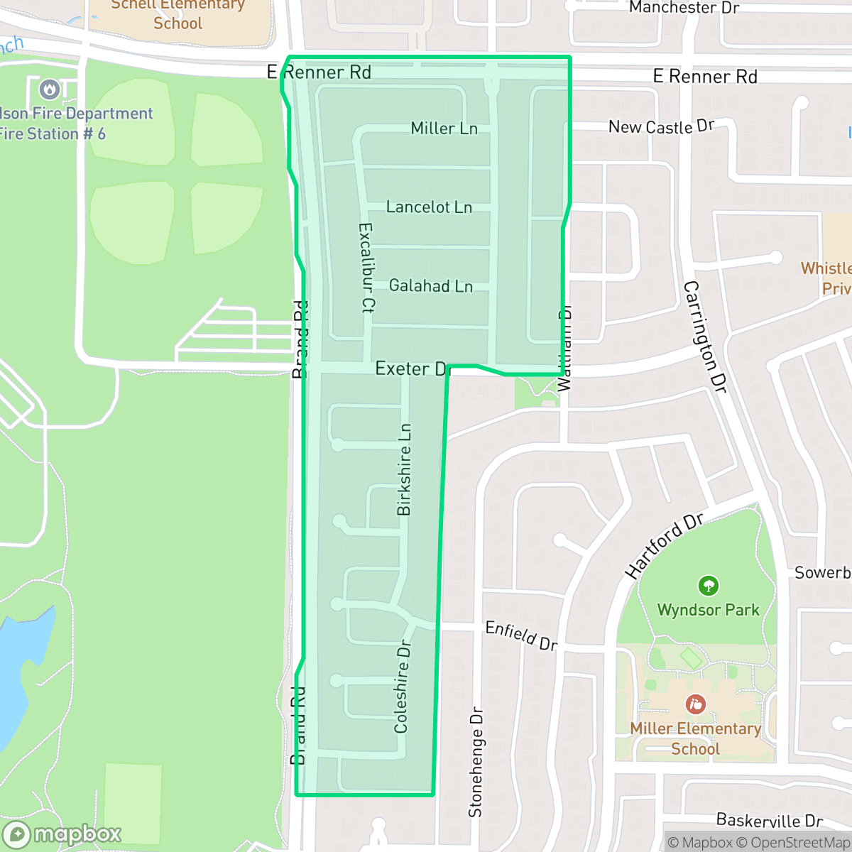 Map showing the location of Knights Bridge Estates, Richardson, TX