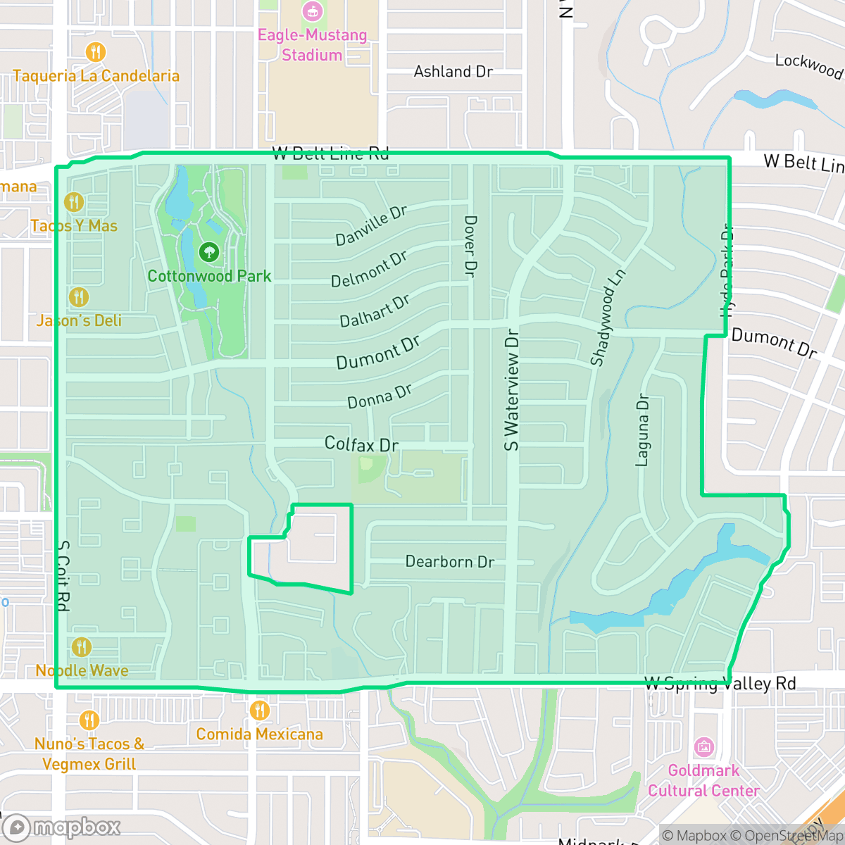 Map showing the location of Southwest Richardson, Richardson, TX