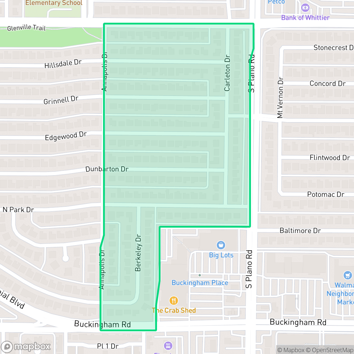 Map showing the location of Town North Park II, Richardson, TX