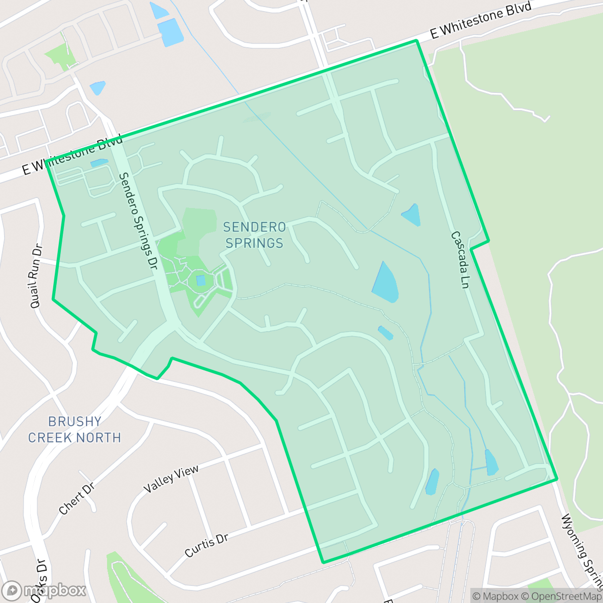 Map showing the location of Sendero Springs, Round Rock, TX