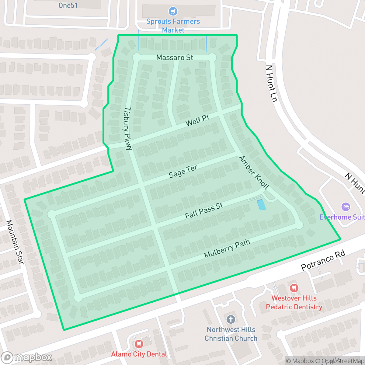 Map showing the location of Brycewood, San Antonio, TX